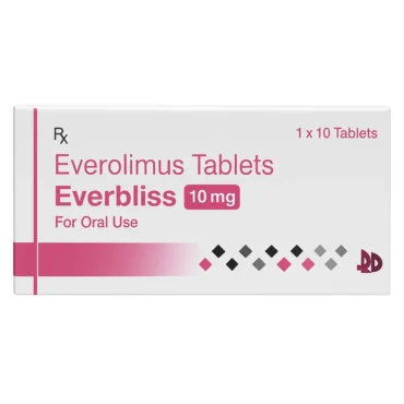 Everbliss 10mg Tablet – Everolimus-based medication used in cancer therapy and organ transplant rejection prevention, supplied by Rizochem Pharmaceuticals.