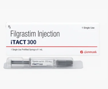 Filgrastim 300mcg Injection vial with packaging, used to stimulate white blood cell production, available through Rizochem Pharmaceuticals Exporter.