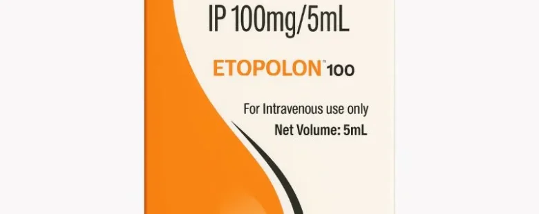 Etolon Etoposide 100mg Injection – Chemotherapy medication for the treatment of lung cancer, testicular cancer, and other solid tumors, supplied by Rizochem Pharmaceuticals.