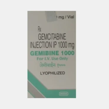 Gemcitabine IP 1000mg Injection – Prescription chemotherapy drug for cancer treatment, manufactured as per Indian Pharmacopoeia standards by Rizochem Pharmaceuticals.