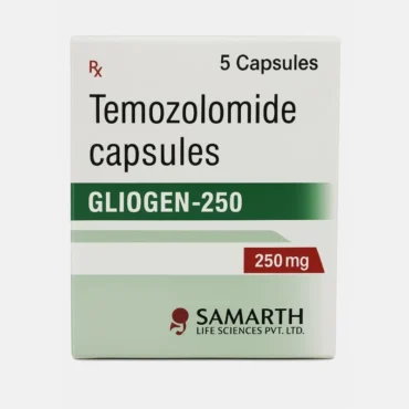 Temozolomide 250mg Tablet – Oral chemotherapy medicine used for brain tumors like glioblastoma multiforme and anaplastic astrocytoma, available from Rizochem Pharmaceuticals.