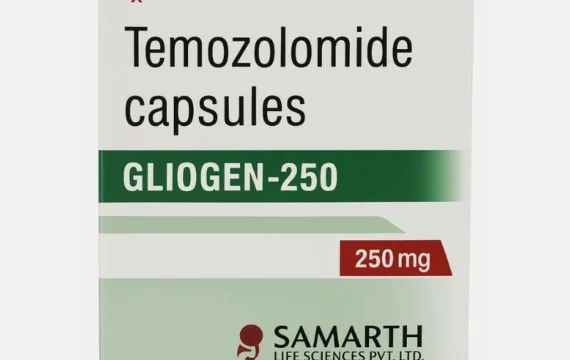 Temozolomide 250mg Tablet – Oral chemotherapy medicine used for brain tumors like glioblastoma multiforme and anaplastic astrocytoma, available from Rizochem Pharmaceuticals.