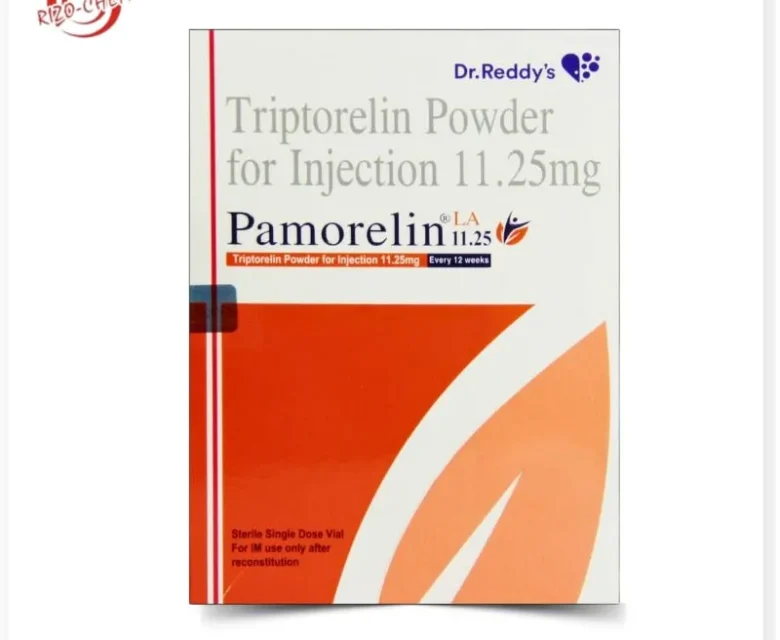 Triptorelin Injection 11.25mg, a hormone therapy treatment for advanced prostate cancer and other hormone-related conditions, presented in a sterile vial with clear labeling for healthcare professionals.