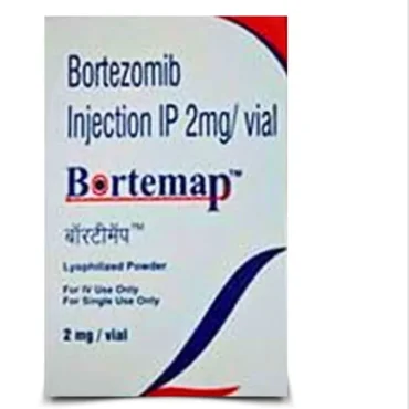 Bortezomib 2mg Injection Bortemap': Bortezomib 2mg Injection Bortemap for cancer treatment, used in chemotherapy for multiple myeloma and lymphoma, with clear labeling and packaging.