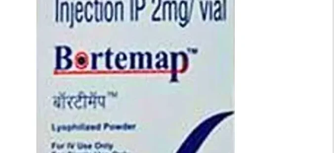 Bortezomib 2mg Injection Bortemap': Bortezomib 2mg Injection Bortemap for cancer treatment, used in chemotherapy for multiple myeloma and lymphoma, with clear labeling and packaging.