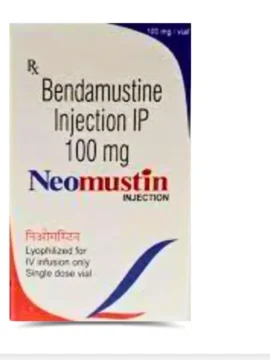 Bendamustine Injection 100mg - Antineoplastic medication for treating certain cancers, packaged in a sterile vial.