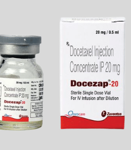 Docezap Docetaxel 120mg Injection – A chemotherapy medication used for treating breast, lung, prostate, and other cancers. Available for export from Rizochem Pharmaceuticals.