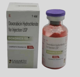 Doxorex Doxorubicin 50mg Injection – An anthracycline chemotherapy drug used for treating breast cancer, leukemia, lymphomas, and other cancers. Available for export from Rizochem Pharmaceuticals.