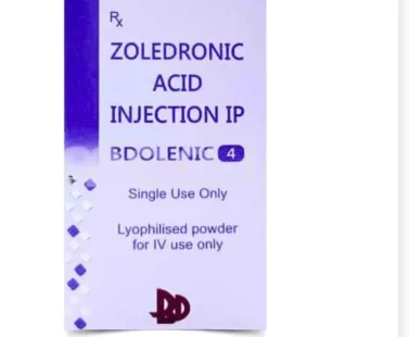 Bdolenic Zoledronic Acid 4mg Injection vial used for treating bone diseases like osteoporosis and cancer-related bone complications, available at Rizochem Pharmaceuticals Wholesaler & Exporter.