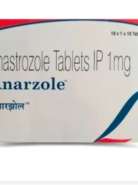 Anastrozole Tablet 1mg Anarzole - Hormonal treatment for breast cancer, reducing estrogen levels to inhibit hormone receptor-positive tumor growth.