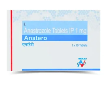 Anatero Anastrozole 1mg Tablet - Hormonal therapy for breast cancer, designed to lower estrogen levels and slow the growth of hormone receptor-positive tumors.