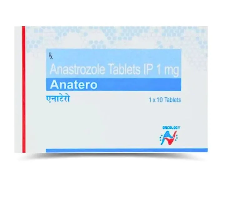 Anatero Anastrozole 1mg Tablet - Hormonal therapy for breast cancer, designed to lower estrogen levels and slow the growth of hormone receptor-positive tumors.