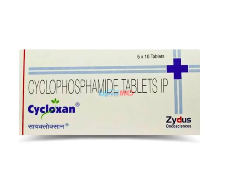 Cyclophosphamide Tablet 50mg Cycloxan - Chemotherapy medication used to treat various cancers, available at Rizochem Pharmaceuticals.