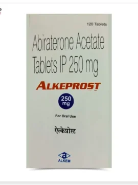 "Abiraterone Acetate 250 mg Tablet Alkeprost - Effective treatment for advanced prostate cancer, promoting hormone regulation and tumor growth suppression.