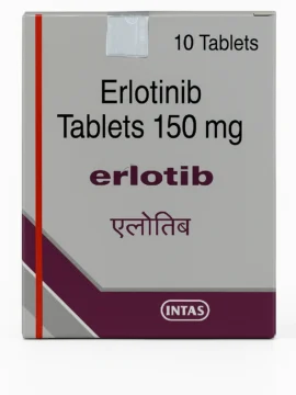 Erlotib Erlotinib 150mg Tablet – Targeted cancer therapy used in the treatment of non-small cell lung cancer and pancreatic cancer.