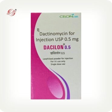 Vial of Dactinomycin 0.5mg Injection used for cancer treatment by Rizochem Pharmaceuticals Wholesaler & Exporter.