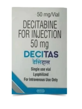 Decitas Decitabine 50mg Injection – A chemotherapy medication used for treating myelodysplastic syndromes (MDS) and acute myeloid leukemia (AML). Available for export from Rizochem Pharmaceuticals.