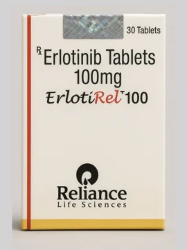 Erlotirel Erlotinib 100mg Tablet – Targeted therapy for non-small cell lung cancer and pancreatic cancer, offered by Rizochem Pharmaceuticals.