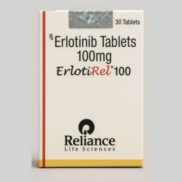 Erlotirel Erlotinib 100mg Tablet – Targeted therapy for non-small cell lung cancer and pancreatic cancer, offered by Rizochem Pharmaceuticals.