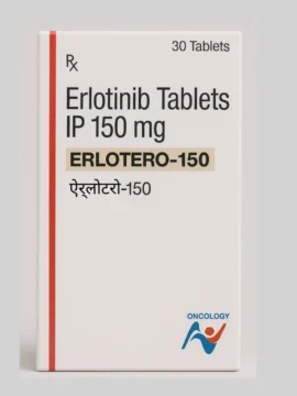 Erlotero Erlotinib 150mg Tablets – Targeted therapy medication for non-small cell lung cancer and pancreatic cancer, available for export from Rizochem Pharmaceuticals.