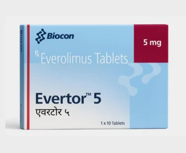 Evertor Everolimus 5mg Tablet – Prescribed for cancer treatment and transplant rejection prevention, supplied by Rizochem Pharmaceuticals.