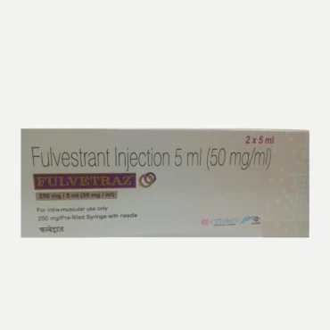 Fulvestrant 250mg Injection – estrogen receptor antagonist used for hormone receptor-positive breast cancer treatment; available in prefilled syringe form, marketed by Rizochem Pharmaceuticals Wholesaler & Exporter.