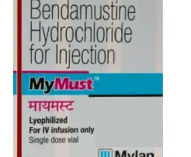 Pack of Bendamustine 100mg Injection MyMust used for cancer treatment by Rizochem Pharmaceuticals Wholesaler & Exporter