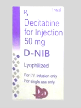 D-Nib Decitabine 50mg Injection – A chemotherapy drug used for treating myelodysplastic syndromes (MDS) and acute myeloid leukemia (AML). Available for export from Rizochem Pharmaceuticals.