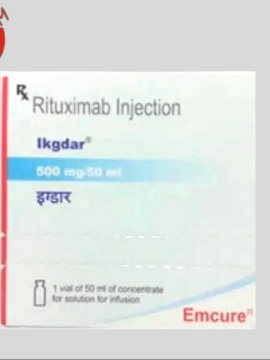 Image of Rituximab Injection 500mg vial, a medication used for various medical conditions, displayed against a neutral background.