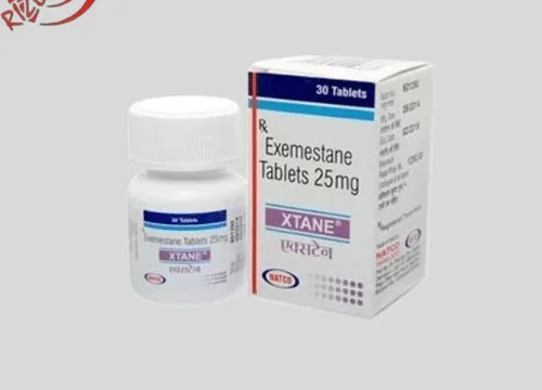 Xtane Exemestane 25mg Tablet – An oral aromatase inhibitor used in the treatment of hormone-sensitive breast cancer, provided by Rizochem Pharmaceuticals.