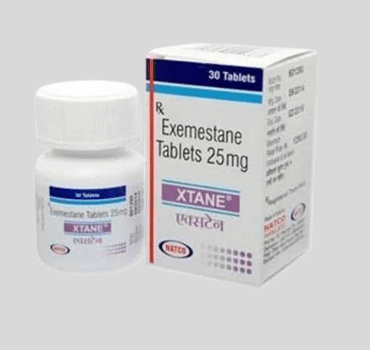 Xtane Exemestane 25mg Tablet – An oral aromatase inhibitor used in the treatment of hormone-sensitive breast cancer, provided by Rizochem Pharmaceuticals.