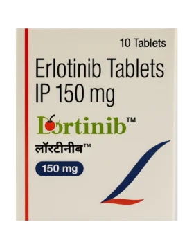 Erlotirel Erlotinib 150mg Tablet – An EGFR inhibitor used for treating non-small cell lung cancer and pancreatic cancer, available from Rizochem Pharmaceuticals.