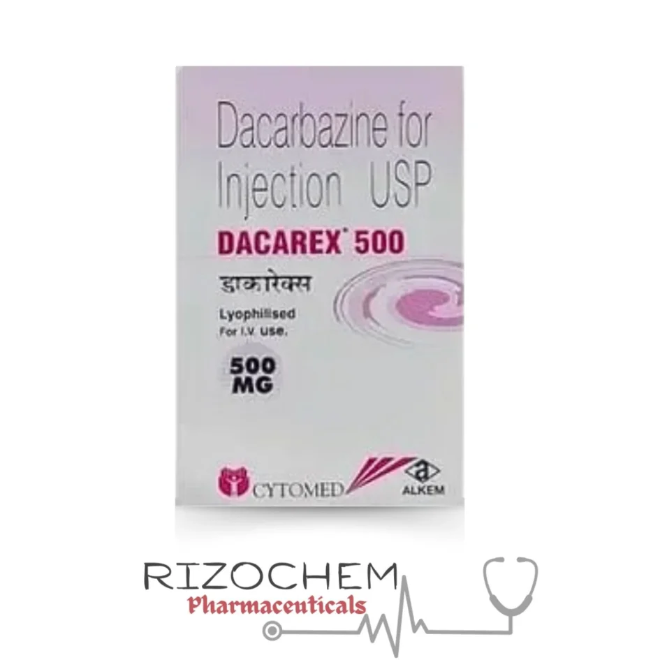 Dacarbazine Injections Dacarex 500mg - Quality Medication from Rizochem Pharmaceuticals.