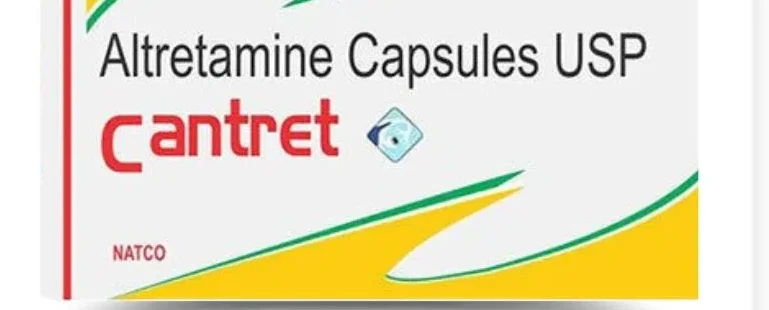 Altretamine Capsule 50mg Cantret - Chemotherapy medication used to treat ovarian cancer by inhibiting cancer cell growth and spread.