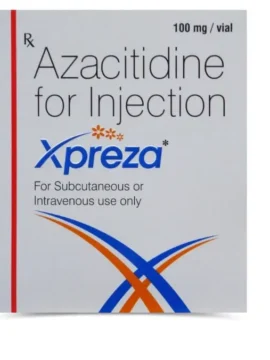 Azacitidine 100mg Injection - Chemotherapy medication used to treat myelodysplastic syndromes and acute myeloid leukemia by inhibiting cancer cell growth.