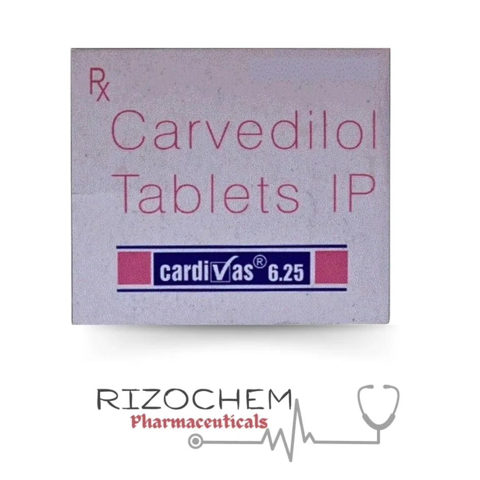 Carvedilol 6.25mg Tablet Cardivas - Quality Medication from Rizochem Pharmaceuticals.