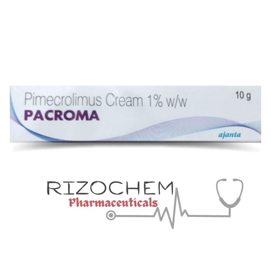 "Pimecrolimus cream Pacroma by Rizochem Pharmaceuticals: Topical cream for treating eczema and inflammatory skin conditions.