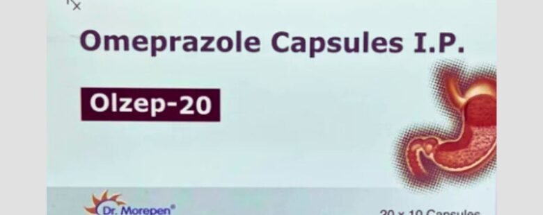 Image of Olzep 20mg Capsule - A blister pack containing red and white capsules used for treating acid-related stomach issues. Product by a reputable pharmaceuticals wholesaler and exporter. High-quality medication for effective relief.