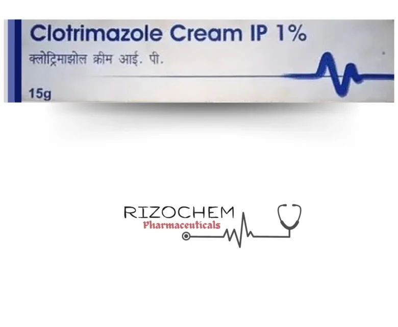 "Clotrimazole IP 1% Cream - CLODOC by Rizochem Pharmaceuticals: Effective antifungal treatment in a 20g tube.