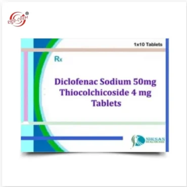 Diclofenac Sodium 50mg Thiocolchicoside 4mg Tablet - Effective pain relief and muscle relaxant medication by Rizochem Pharmaceuticals, suitable for various conditions. Available for export worldwide.