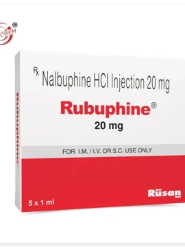 Nalbuphine HCl Injection 20mg Rubuphine": "Nalbuphine HCl Injection 20mg Rubuphine - Opioid analgesic used to manage moderate to severe pain, providing effective pain relief.
