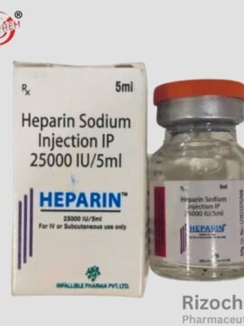 Vial of Heparin Sodium Injection - Anticoagulant medication for preventing blood clots, used in various medical treatments and procedures