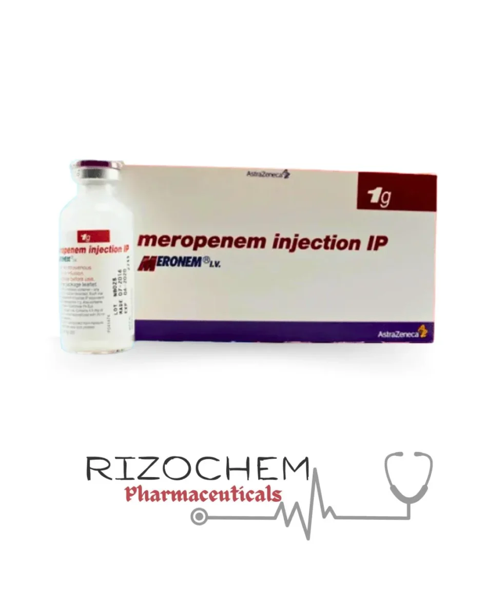 Meropenem Injection 1gm Meronem - Broad-spectrum antibiotic for serious infections - Pharma Wholesaler & Exporter.