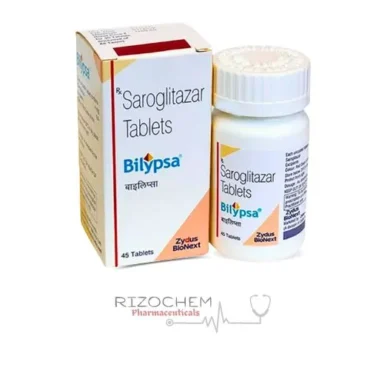 Rizochem Pharmaceuticals Wholesaler & Exporter Saroglitazar Tablets Bilypsa packaging.