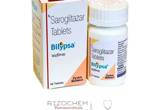 Rizochem Pharmaceuticals Wholesaler & Exporter Saroglitazar Tablets Bilypsa packaging.