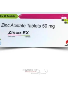 Zinc Acetate Tablets 50mg Zinco Ex - Essential mineral supplement by Rizochem Pharmaceuticals for supporting immune function and overall health.