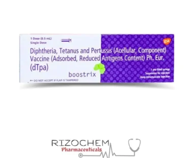 Boostrix Diptheria Tetanus 0.5ml Injection by Rizochem Pharmaceuticals Wholesaler & Exporter Company, used for immunization against diphtheria, tetanus, and whooping cough.