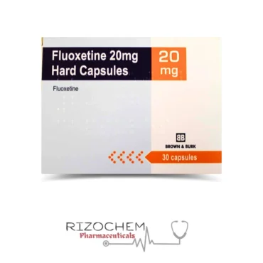 Fluoxetine Capsules 20mg by Rizochem Pharmaceuticals - used for treating depression, anxiety, and OCD.