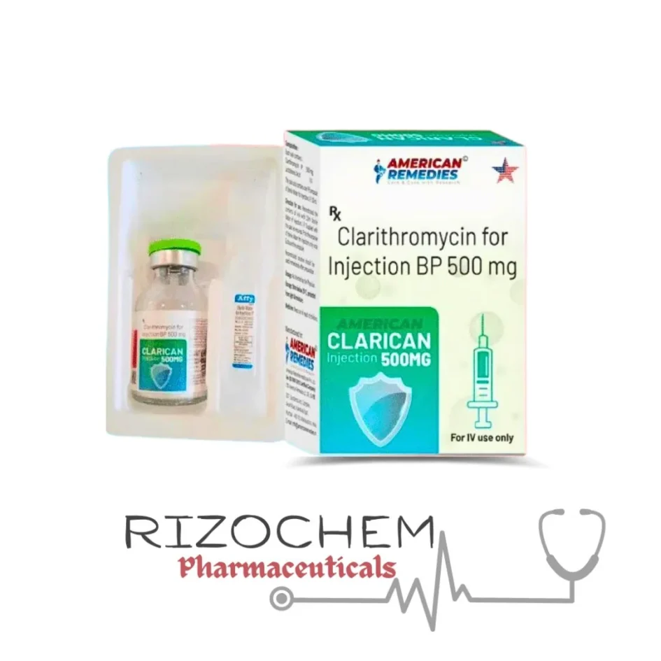 Clarithromycin Injection 500mg Clarican - Quality Medication from Rizochem Pharmaceuticals.