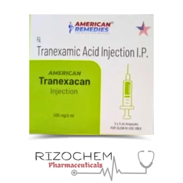 Tranexamic Acid 500mg/5ml Injection - Tranexacan by Rizochem Pharmaceuticals.